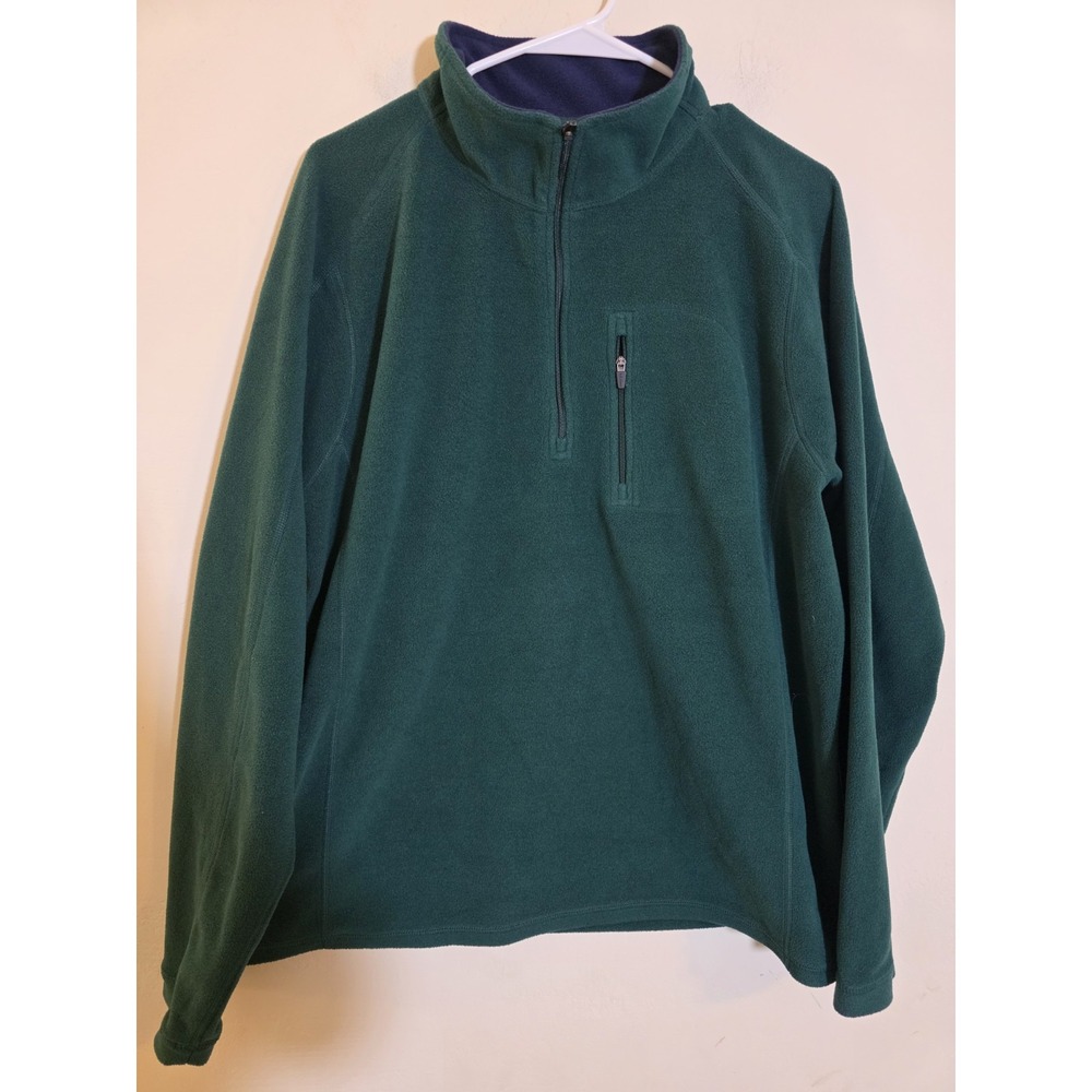 LL Bean 1/4 Zip Pullover Fleece Sweater Mens Large Green Traditional Fit Outdoor